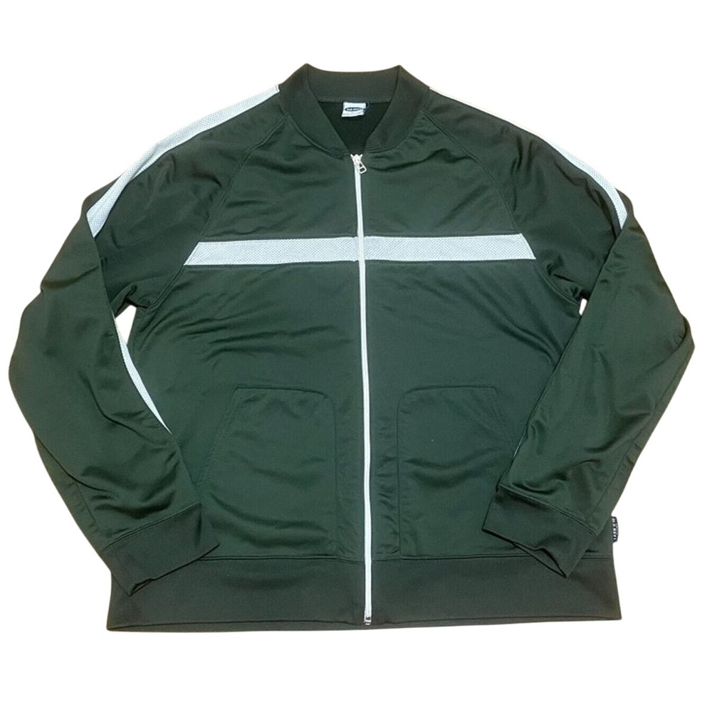 Vintage Old Navy Athletics Men's XL Track Jacket Green White Zip Up Y2K Fall